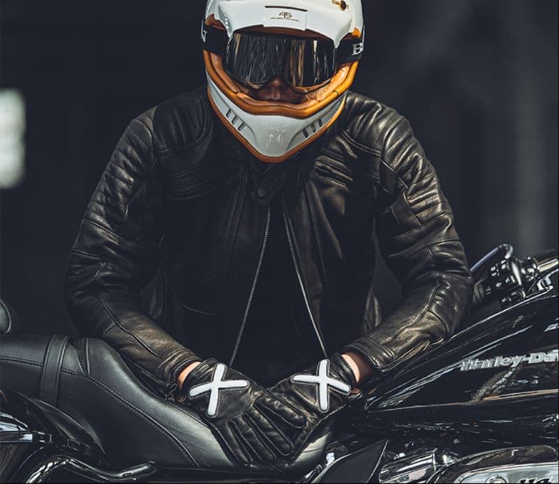 バイクグローブ 革 クロスマーク防護バイクグローブ