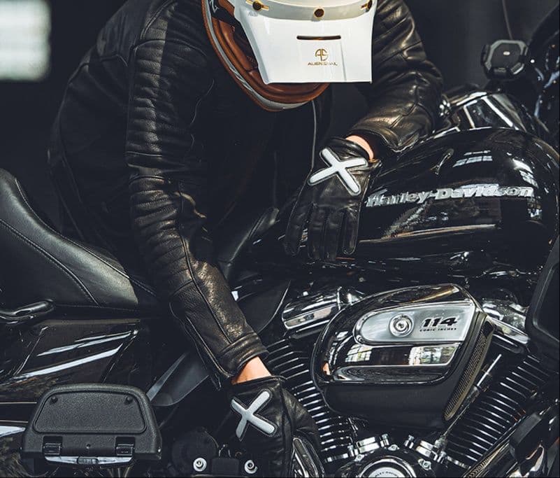バイクグローブ 革 クロスマーク防護バイクグローブ