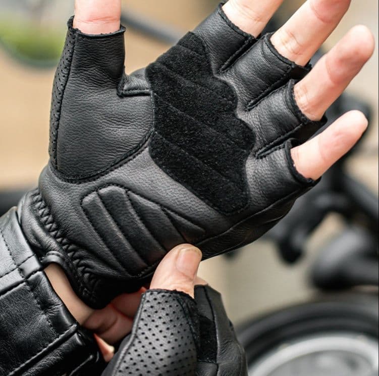 バイクグローブ 革 指先解放型プロテクト革バイクグローブ