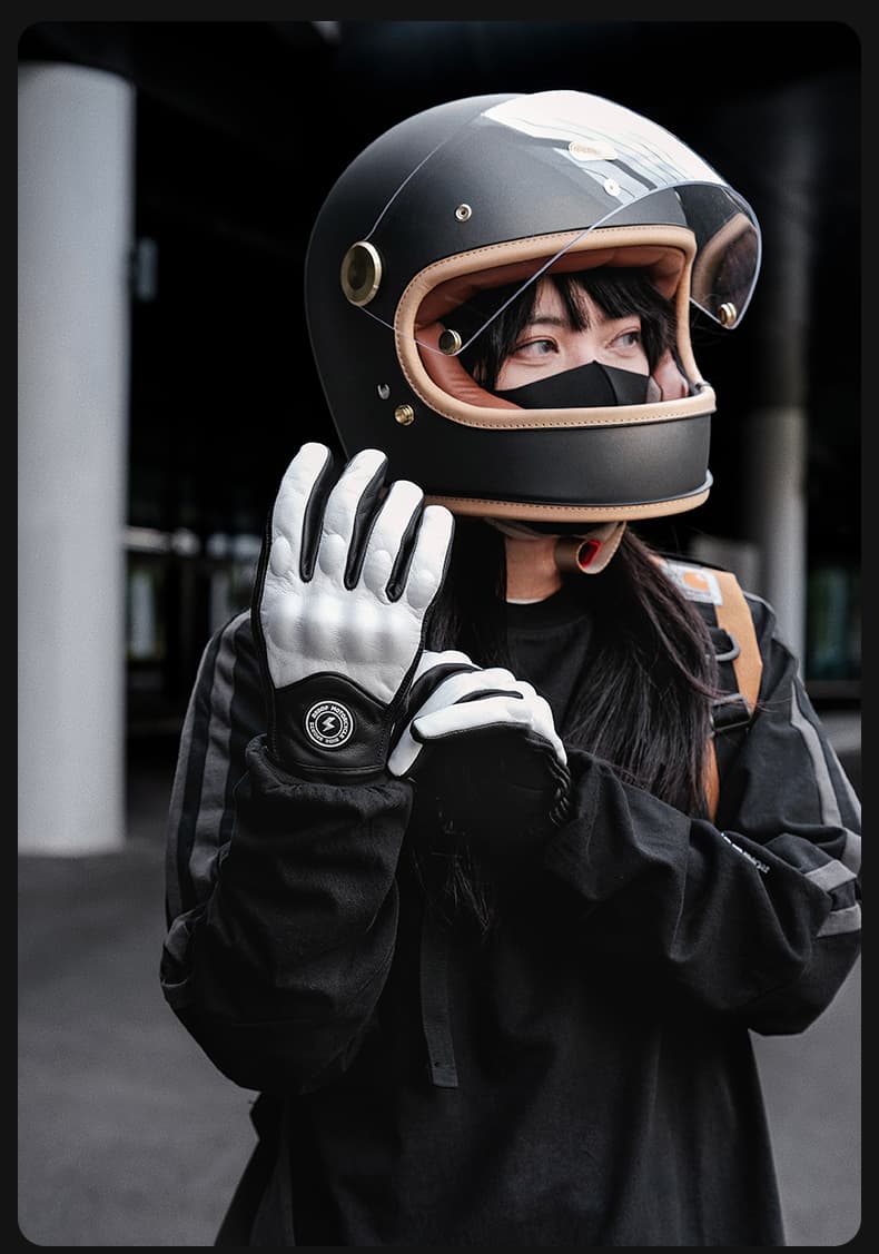 バイク　グローブ プロ仕様本革防護二重構造バイク手袋