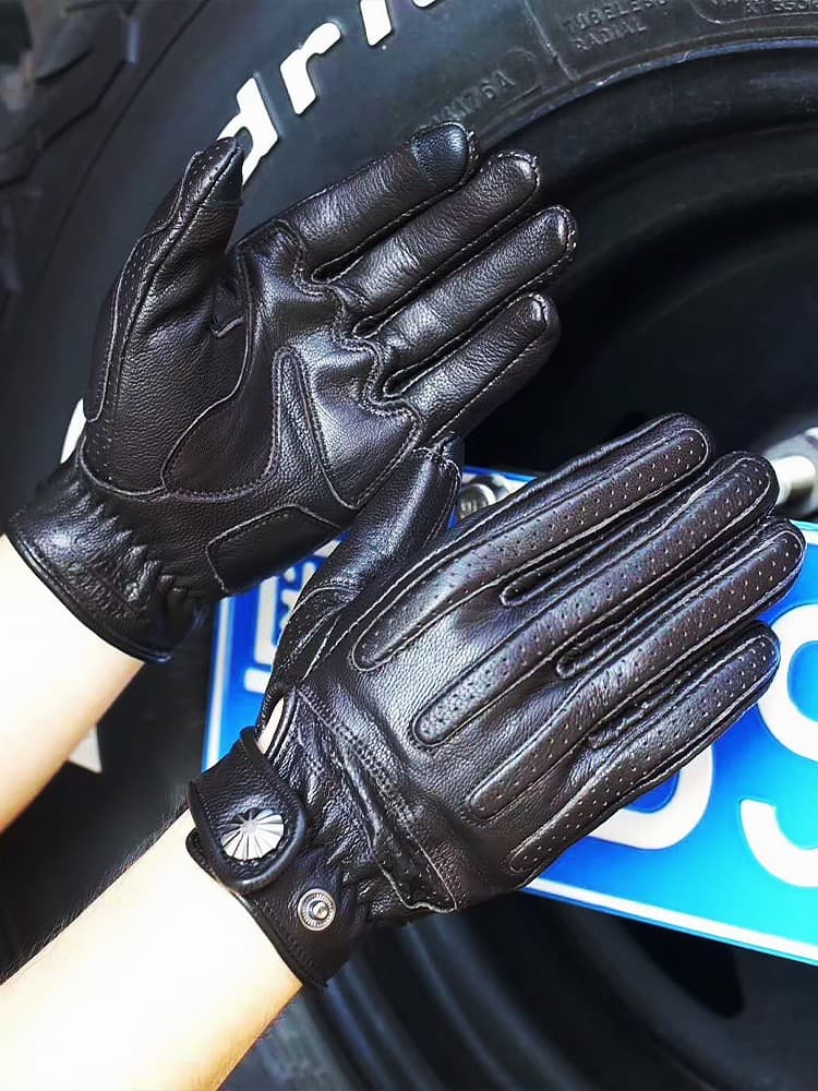 バイクグローブ 革 タッチパネル対応本革バイクグローブ