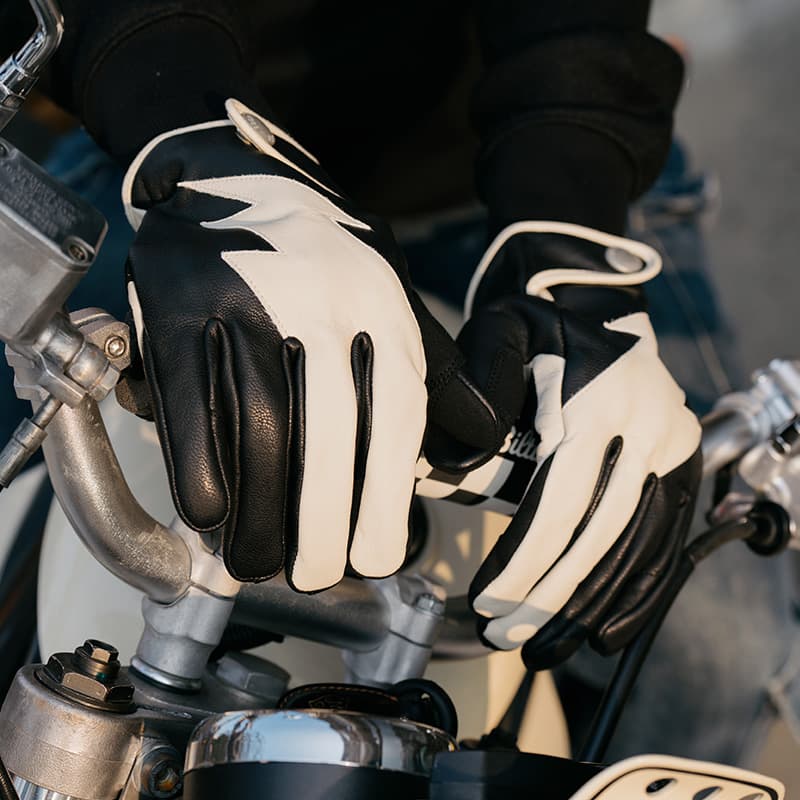 バイクグローブ 革 市松模様上質レザー
