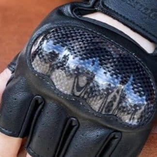 バイクグローブ 革 硬質プロテクター付き半指バイク用手袋